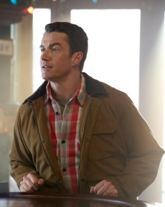 Matt in canvas barn jacket and a red plaid shirt, from Holiday Touchdown: A Bears Love Story