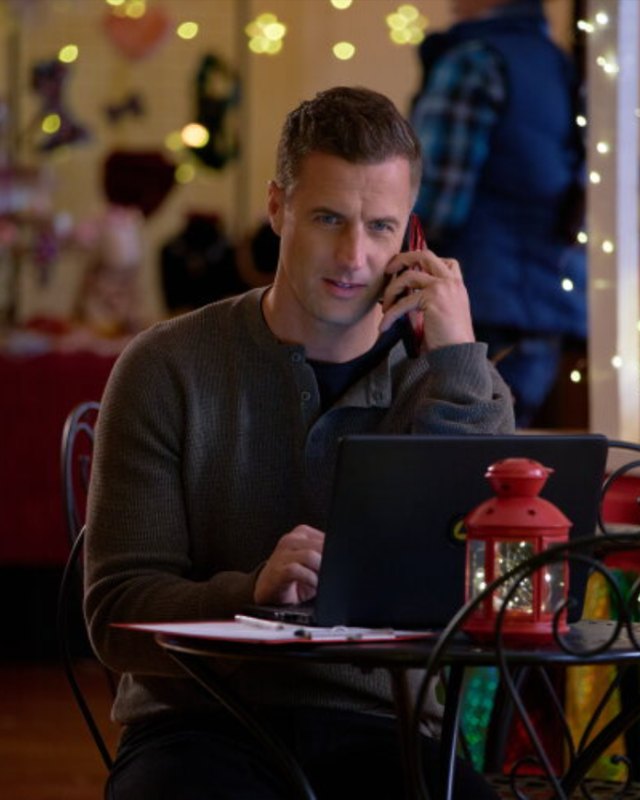 Taylor in waffle-knit henley, from Mr. & Mrs. Christmas